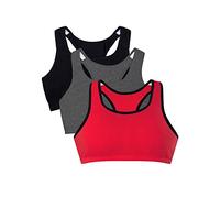 Fruit of the Loom Cotton Tank Bra for Women-Ultimate Comfort & Breathable Fit Soutien-Gorge de Sport, Red Hot W.blk/Anthracite/Noir, 36 (Lot de 3) Femme