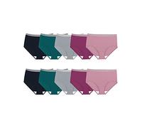 Fruit of the Loom Culotte Étiquette (Regular, Lot de 10 Slips Grande Taille en Coton mélangé Gris/Vert/Rose, 38 Femme