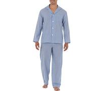 Fruit of the Loom Ensemble de Pyjama à Manches Longues pour Homme, Bleu/Rayures colorées, M