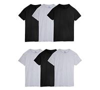 Fruit of the Loom Eversoft Cotton Stay Tucked Crew T-Shirt, Regular-Lot de 6-Noir/Gris, Homme