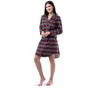 Fruit of the Loom Flannel Sleep Shirt Chemise de Nuit, Fair Isle Noir, S Femme