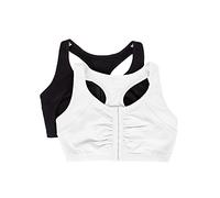Fruit of the Loom Lot de 2 Dos nageurs à Fermeture Frontale Soutien-Gorge de Sport, Noir/Blanc, 100 Femmes