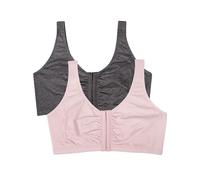 Fruit of the Loom Soutien-Gorge de Sport à Fermeture Frontale, Opaque, Rose pâle/Anthracite chiné, 110 Femme