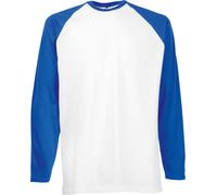 Fruit Of The Loom Herren Baseball T-Shirt, langärmlig BC328 (M) (Weiß/Royal)