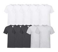 Fruit of the Loom HL-Kauf Lot de 10 t-shirts col en V avec col en V Tailles M L XL XXL, 5 blanc/gris, L