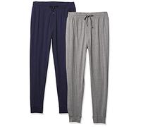 Fruit of the Loom Jersey Knit Jogger Sleep Pant (1 and 2 Packs) Bas de Pyjama, Gris chiné/Bleu Marine, M Homme