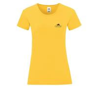 Fruit of the Loom Ladies Iconic 150 T-shirt avec petit logo vintage sur la poitrine Couleur : jaune tournesol - Logo vintage petit, taille L, Jaune tournesol - Logo vintage Petit, L