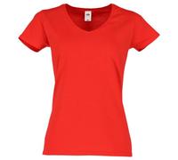 Fruit of the Loom Ladies Iconic 150 V-Neck T-Shirt, rouge, XXL