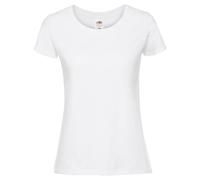 Fruit of the Loom Ladies Iconic 195 - T-shirt moulant pour femme en coton peigné, col rond, basique avec coutures latérales, Blanc., S