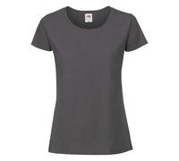 Fruit of the Loom Ladies Iconic 195 - T-shirt moulant pour femme en coton peigné, col rond, basique avec coutures latérales, graphite, M