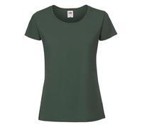 Fruit of the Loom Ladies Iconic 195 - T-shirt moulant pour femme en coton peigné, col rond, basique avec coutures latérales, vert bouteille, S
