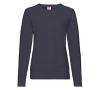 Fruit of the Loom Lightweight Raglan Sweat Lady-Fit T-Shirt, Bleu (Deep Navy AZ), 36(Taille du Fabricant: X-Small) Femme