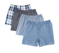 Fruit of the Loom Lot 4 Boxers Homme Carreaux Multicolore Coton Mélangé