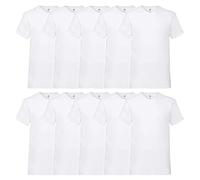 Fruit of the Loom V-Neck Valueweight T-Shirt, Blanc, XXL (Lot de 10) Homme