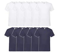 Fruit of the Loom Lot de 10 T-Shirt à col en V pour Homme - Bleu - X-Large