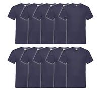 Fruit of the Loom V-Neck Valueweight T-Shirt, Bleu Marine, XXL (Lot de 10) Homme