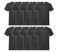 Fruit of The Loom Lot de 10 T-Shirt à col en V pour Homme - Noir - XX-Large