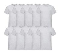 Fruit of the Loom Lot de 10 T-shirts à col en V, tailles : M, L, XL, XXL, plusieurs couleurs disponibles - gris - XX-Large