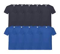 Fruit of the Loom Lot de 10 t-shirts à col en V - Tailles M, L, XL, XXL - Plusieurs couleurs au choix, Bleu marine/5 bleu roi, XL