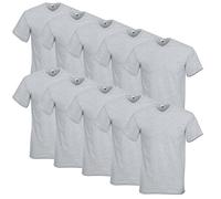 Fruit of the Loom Lot de 10 T-shirts à col en V, tailles : M, L, XL, XXL, plusieurs couleurs disponibles - gris - XX-Large