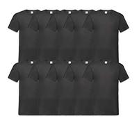 Fruit of the Loom Lot de 10 T-shirts à col en V, tailles : M, L, XL, XXL, plusieurs couleurs disponibles - noir - Large