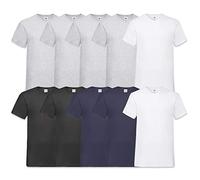 Fruit of the Loom Lot de 10 t-shirts col V pour homme, 4 gris 2 blanc 2 noir 2 bleu marine, M