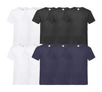 Fruit of the Loom Lot de 10 t-shirts col V pour homme, Blanc/noir/bleu marine, M