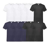 Fruit of the Loom Lot de 10 t-shirts col V pour homme, Blanc/noir/bleu marine, XL