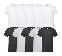Fruit of the Loom Lot de 10 t-shirts col V pour homme, Blanc/noir/gris, XL