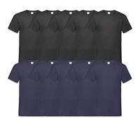 Fruit of the Loom Lot de 10 t-shirts col V pour homme, Bleu marine (5black), XXXXXL
