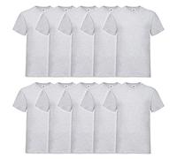 Fruit of the Loom Lot de 10 t-shirts col V pour homme, gris, M