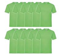 Fruit of the Loom Lot de 10 t-shirts originaux pour homme, Citron vert + sac en tissu Myshirt, L