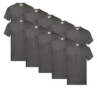 Fruit of the Loom Lot de 10 t-shirts pour homme, 10 x graphite + 1 bloc-notes Hl Kauf, M
