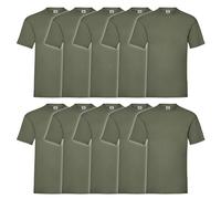 Fruit of the Loom Lot de 10 t-shirts Valueweight, Olive + sac de gym Myshirt, XL