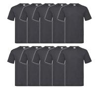 Fruit of the Loom Lot de 10 t-shirts Valueweight pour homme + sac de gym MyShirt gratuit, Gris foncé chiné + sac de gym Myshirt, XXXL