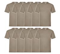 Fruit of the Loom Lot de 10 t-shirts Valueweight pour homme + sac de gym MyShirt gratuit, Kaki + Myshirt Sac de gym, XXXL