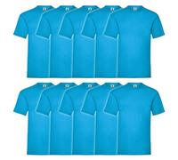 Fruit of the Loom Lot de 10 t-shirts Valueweight pour homme + sac de gym MyShirt inclus, Bleu azur + sac de gym Myshirt, XL