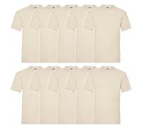 Fruit of the Loom Lot de 10 t-shirts Valueweight pour homme + sac de gym MyShirt inclus, Naturel + sac de gym Myshirt, L