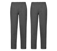 Fruit of the Loom Lot de 2 pantalons de jogging classiques à ourlet ouvert, Gris foncé, S