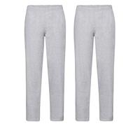 Fruit of the Loom Lot de 2 pantalons de jogging classiques à ourlet ouvert, gris, S