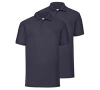 Fruit of the Loom Lot de 2 polos 65/35 + sac de gym MyShirt gratuit, couleur : bleu marine, taille : 3XL, Deep Navy + Myshirt Sac de gym, XXXL