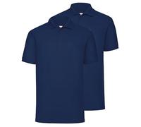 Fruit of the Loom Lot de 2 polos 65/35 + sac de gym MyShirt gratuit, couleur : noir, Bleu marine + sac en tissu Myshirt gratuit, XXXXL