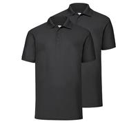 Fruit of the Loom Lot de 2 polos 65/35 + sac de gym MyShirt gratuit, couleur : noir, noir + sac de sport Myshirt, XL