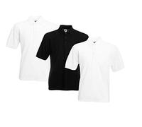 Fruit of the Loom 65/35 Polo, Noir, XXL (Lot de 3) Homme