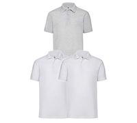 Fruit of the Loom Lot de 3 polos pour homme, 2blanc/gris, M