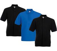Fruit of the Loom Lot de 3 polos pour homme, 2Noir1royal, XXXL