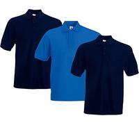 Fruit of the Loom Lot de 3 polos pour homme, Bleu marine, XL