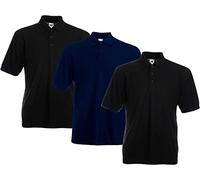 Fruit of the Loom Lot de 3 polos pour homme, 2 noir, bleu marine, XXL