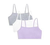 Fruit of the Loom Lot de 3 Soutiens-Gorge de Sport à Bretelles Spaghetti en Coton pour Femme, Lilas Whisper/Blanc/Gris chiné, 105