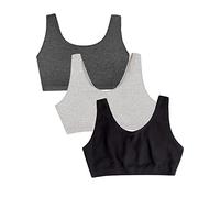 Fruit of The Loom Lot de 3 Soutiens-Gorge de Sport Built Up Tank Style pour Femme, Noir/Gris chiné/Charbon, 42